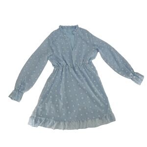 SHEIN Blue Long Sleeve V-Neck Mini Dress Size Large Women’s
